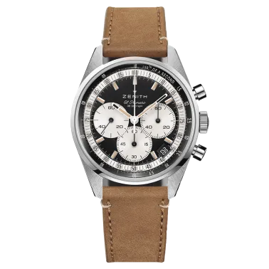 Zenith Chronomaster Original El Primero watch black dial brown leather strap 38 mm 03.3200.3600/21.C903