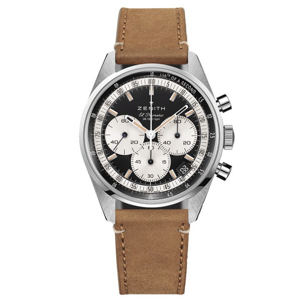 Montre Zenith Chronomaster Original El Primero cadran noir bracelet cuir brun 38 mm 03.3200.3600/21.C903