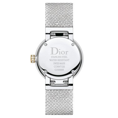 Montre D de Dior Satine quartz cadran malachite lunette sertie bracelet acier maille milanaise 25 mm CD047122M001