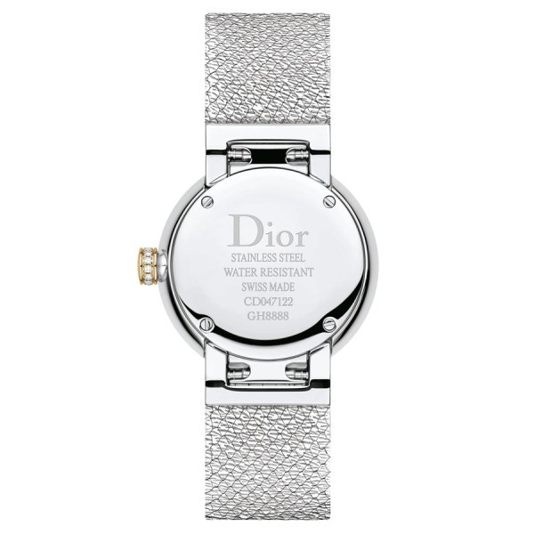 Montre D de Dior Satine quartz cadran malachite lunette sertie bracelet acier maille milanaise 25 mm CD047122M001