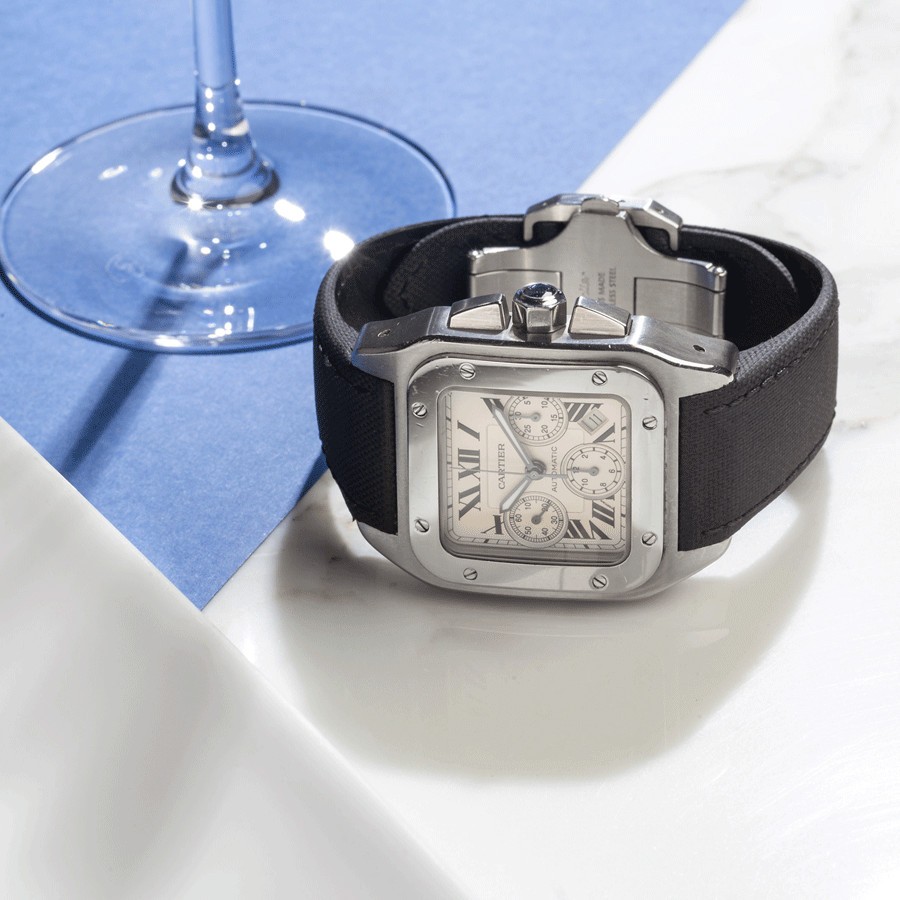 Montre Cartier automatique chrono cadran blanc 