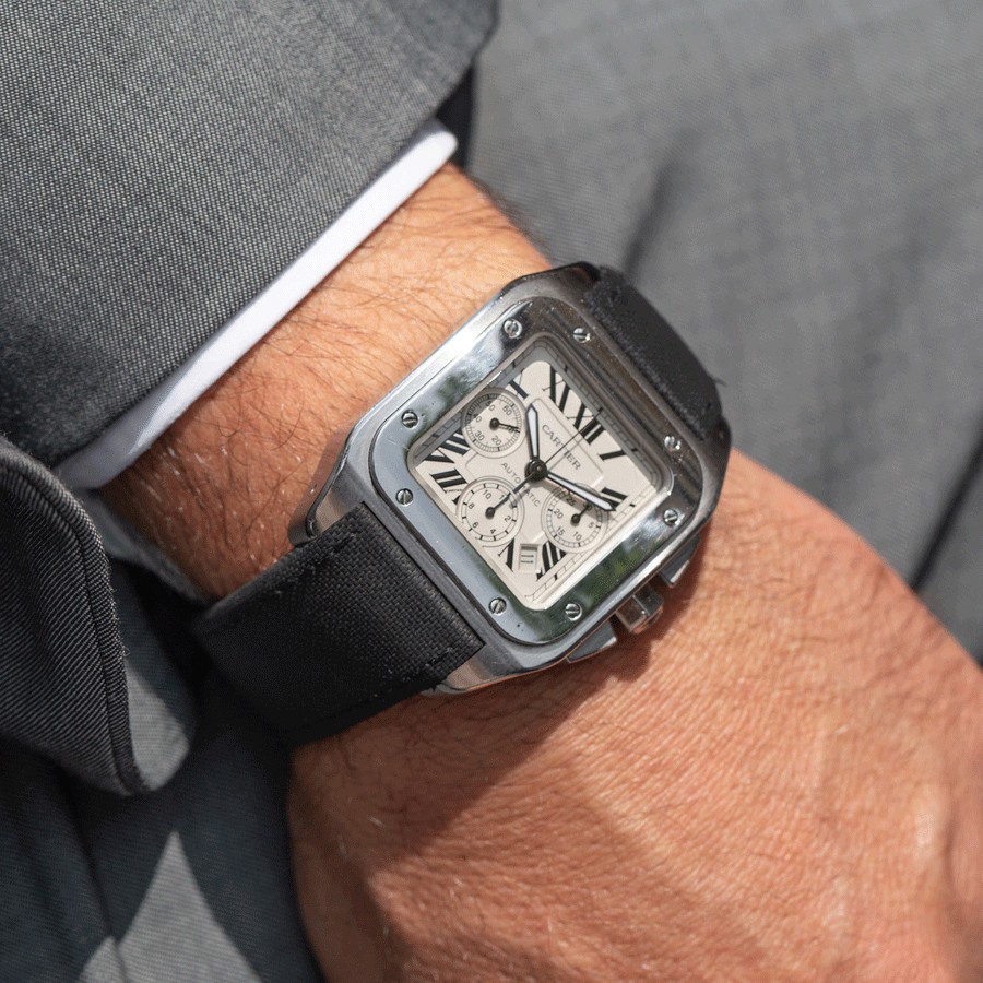 Cartier santos 100 sales xl on wrist