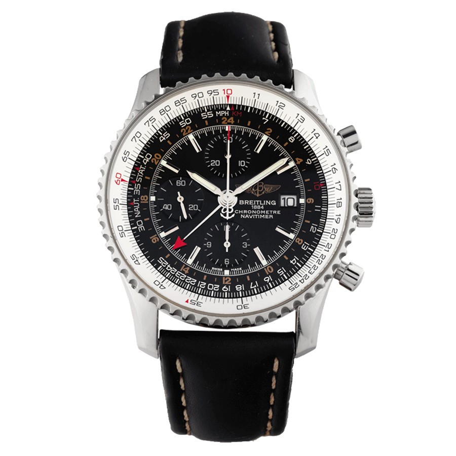 Montre Breitling Navitimer 1884 auto chrono cadran noir bracelet cuir noir