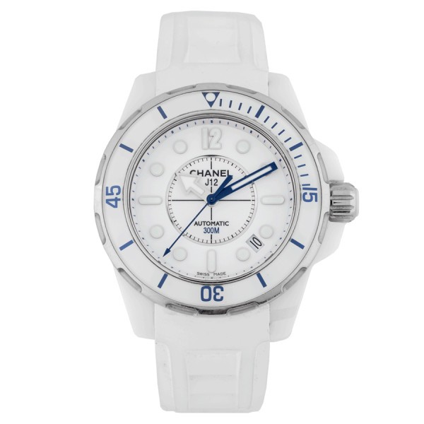 Montre Chanel J12 automatique cadran blanc bracelet caoutchouc blanc