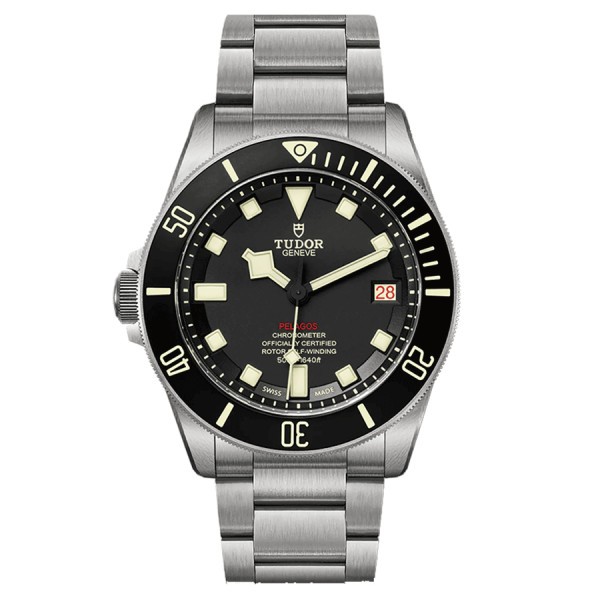 Tudor Pelagos automatic watch crown 9 hours black dial titanium bracelet 42 mm M25610TNL-0001
