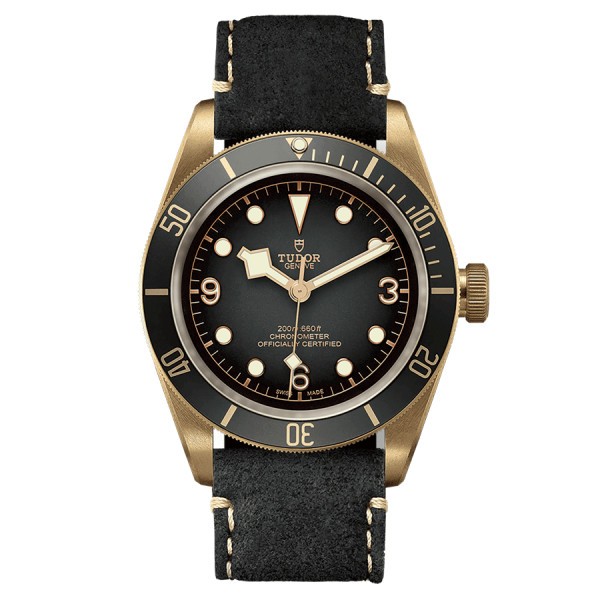Tudor Black Bay Bronze automatic watch grey dial leather strap 43 mm M79250BA-0001