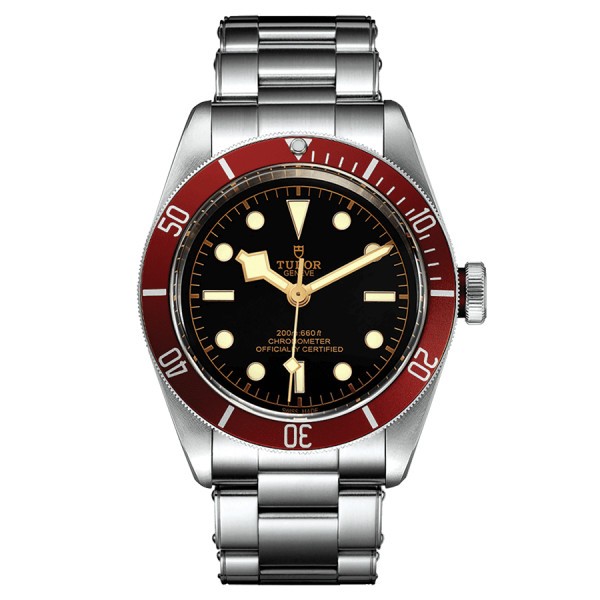 Tudor Black Bay automatic watch red bezel black dial steel bracelet 41 mm M79230R-0012