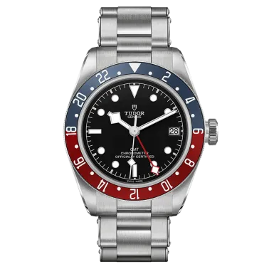 Montre Tudor Black Bay GMT automatique lunette Pepsi cadran noir bracelet acier 41 mm M79830RB-0001