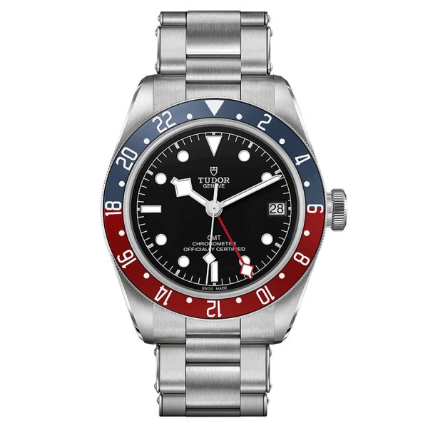 Montre Tudor Black Bay GMT automatique lunette Pepsi cadran noir bracelet acier 41 mm M79830RB-0001