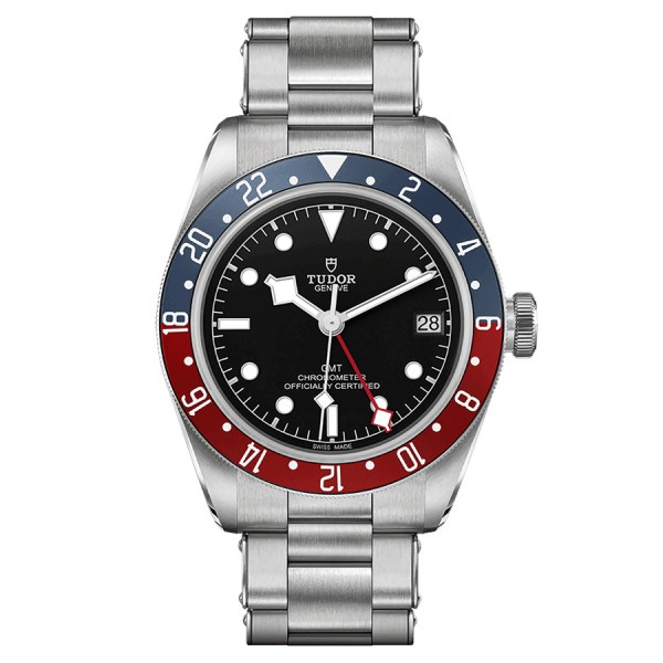 Tudor Black Bay GMT automatic watch Pepsi bezel black dial steel bracelet 41 mm M79830RB-0001