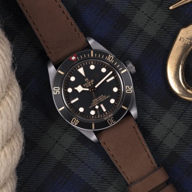 Tudor Black Bay Fifty-Eight automatic watch black dial brown leather strap 39 mm M79030N-0002