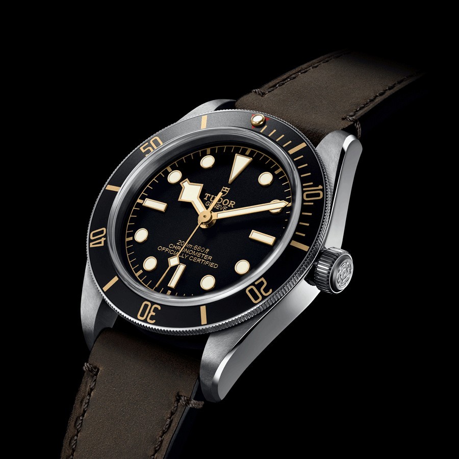 Tudor Black Bay Fifty-Eight automatic watch black dial brown leather strap 39 mm M79030N-0002