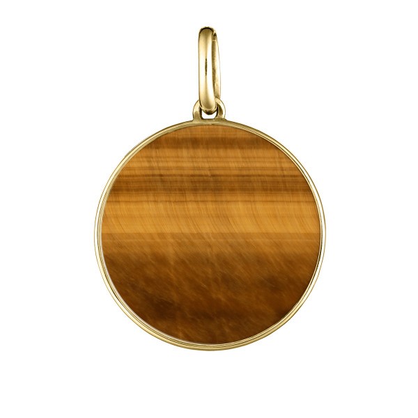 Lepage Colette Lune  medal yellow gold and tiger eye