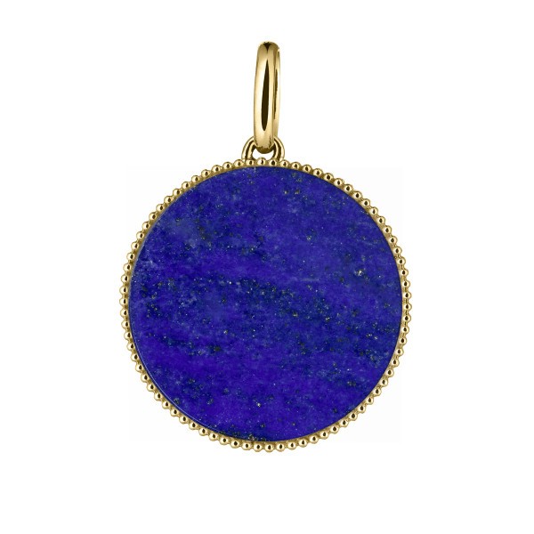 Médaille Lepage Colette Lune Perlée or jaune et lapis lazuli - LEM9LPJ