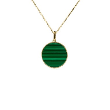 Lepage Colette Lune Perlée yellow gold and malachite medal