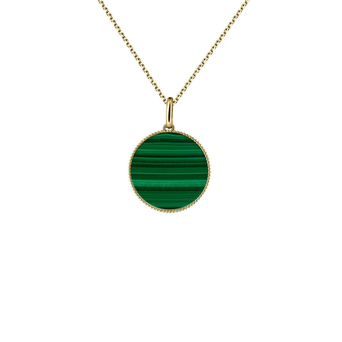 Lepage Colette Lune Perlée yellow gold and malachite medal