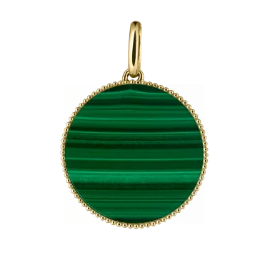 Médaille Lepage Colette Lune Perlée or jaune et malachite - LEM9MAJ