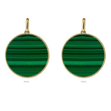 Lepage Colette Lune Perlée yellow gold and malachite medal