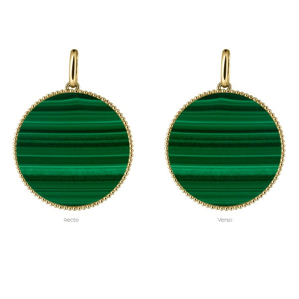 Lepage Colette Lune Perlée yellow gold and malachite medal