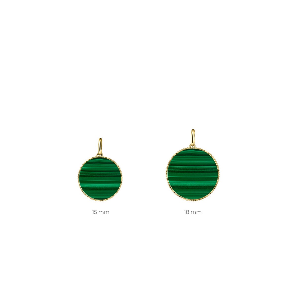 Lepage Colette Lune Perlée yellow gold and malachite medal