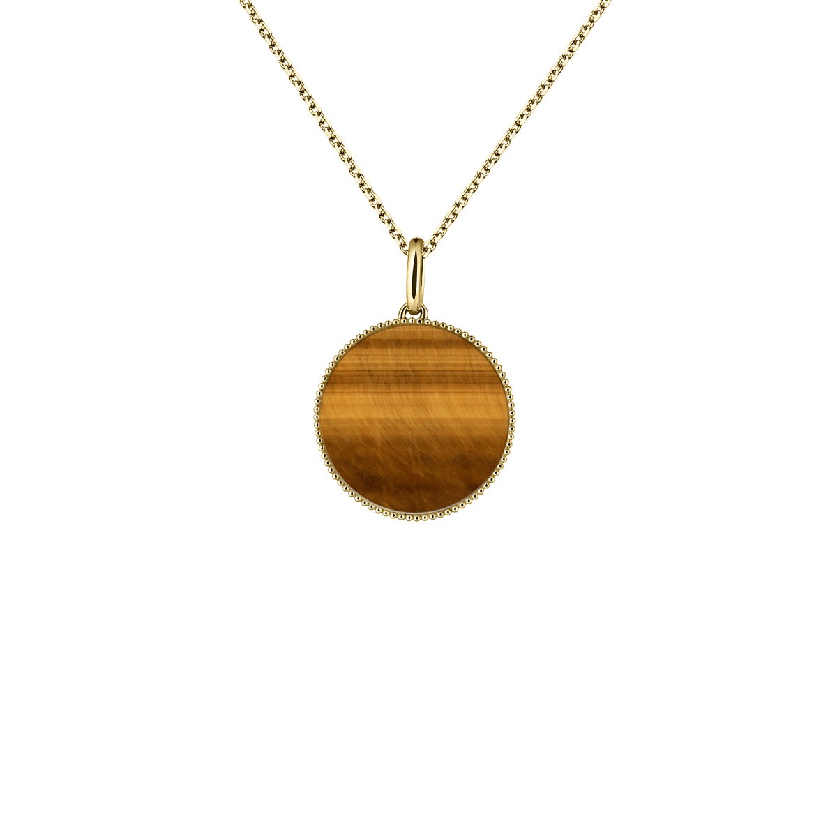 Lepage Colette Lune Perlée Medal in yellow gold and tiger eye