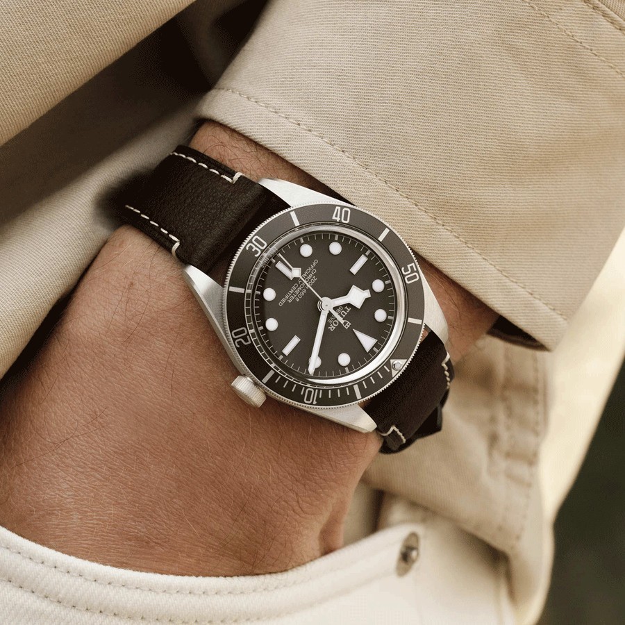 Tudor Black Bay Fifty-Eight 925 automatic watch with taupe dial and brown leather strap 39 mm M79010SG-0001