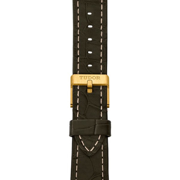 Montre Tudor Black Bay Fifty-Eight Or Jaune automatique cadran vert bracelet cuir croco marron 39 mm M79018V-0001