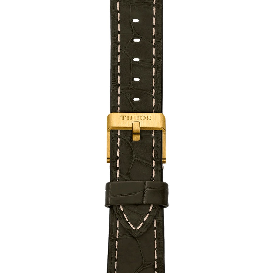 Montre Tudor Black Bay Fifty-Eight Or Jaune automatique cadran vert bracelet cuir croco marron 39 mm M79018V-0001