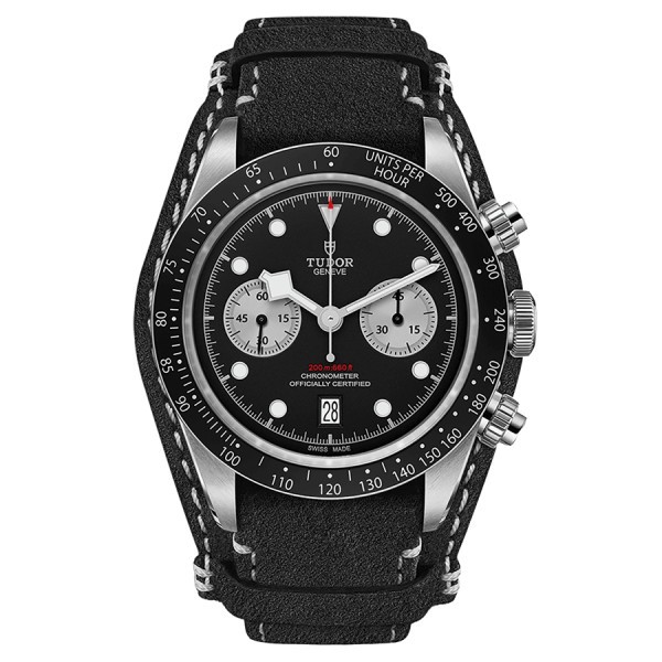 Montre Tudor Black Bay Chrono automatique cadran noir bracelet cuir noir 41 mm M79360N-0005