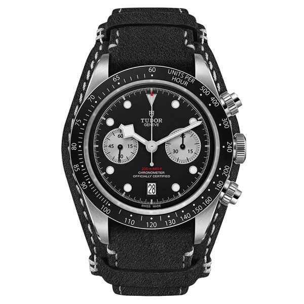 Tudor Black Bay Chrono automatic watch black dial black leather strap 41 mm M79360N-0005