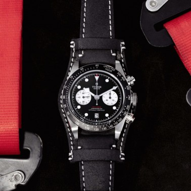 Tudor Black Bay Chrono automatic watch black dial black leather strap 41 mm M79360N-0005