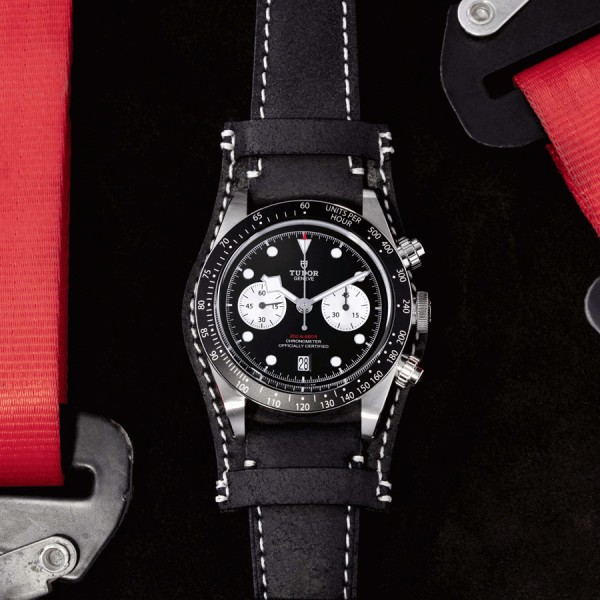 Tudor Black Bay Chrono automatic watch black dial black leather strap 41 mm M79360N-0005