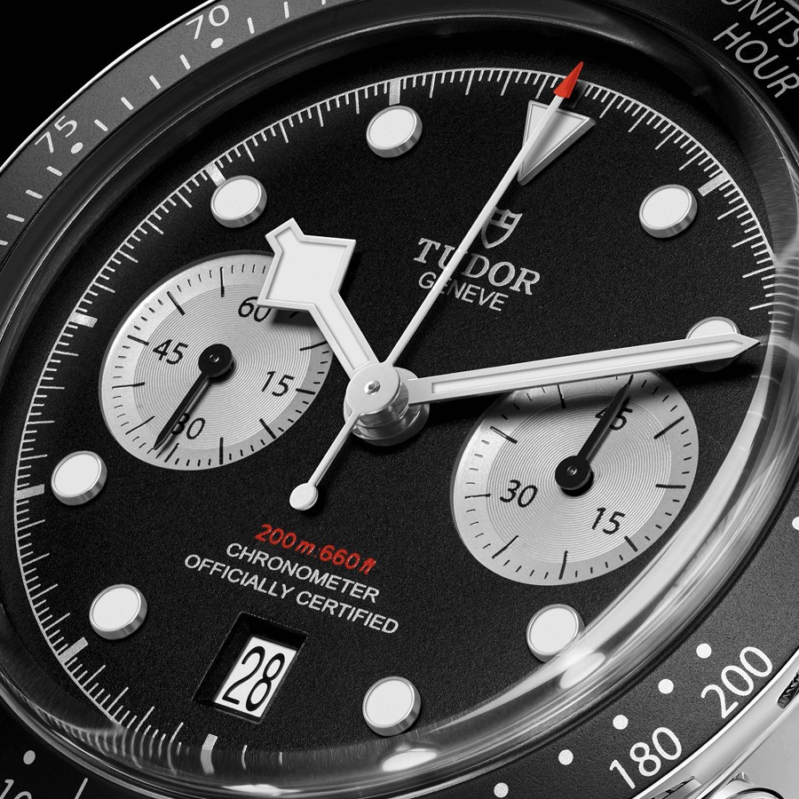 Tudor Black Bay Chrono automatic watch black dial black leather strap 41 mm M79360N-0005