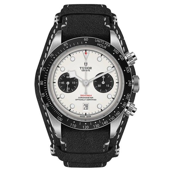 Montre Tudor Black Bay Chrono automatique cadran opalin bracelet cuir noir 41 mm M79360N-0006