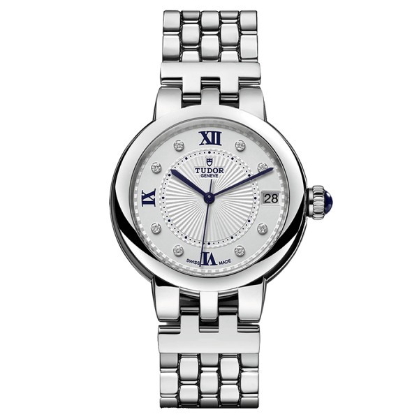 Montre Tudor Clair de Rose index diamants et chiffres romains automatique cadran opalin bracelet acier 34 mm M35800-0004