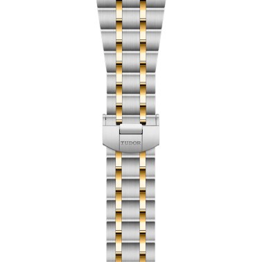 Montre Tudor Royal automatique lunette or jaune cadran noir bracelet acier et or jaune 41 mm M28603-0003