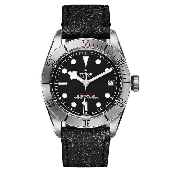 Tudor Black Bay Steel automatic watch black dial black aged leather strap 41 mm M79730-0005