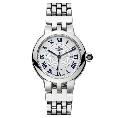 Tudor Clair de Rose watch automatic index Roman numerals opaline dial steel bracelet 30 mm M35500-0001