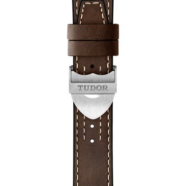 Tudor Black Bay P01 automatic watch black dial brown leather strap 42 mm M70150-0001