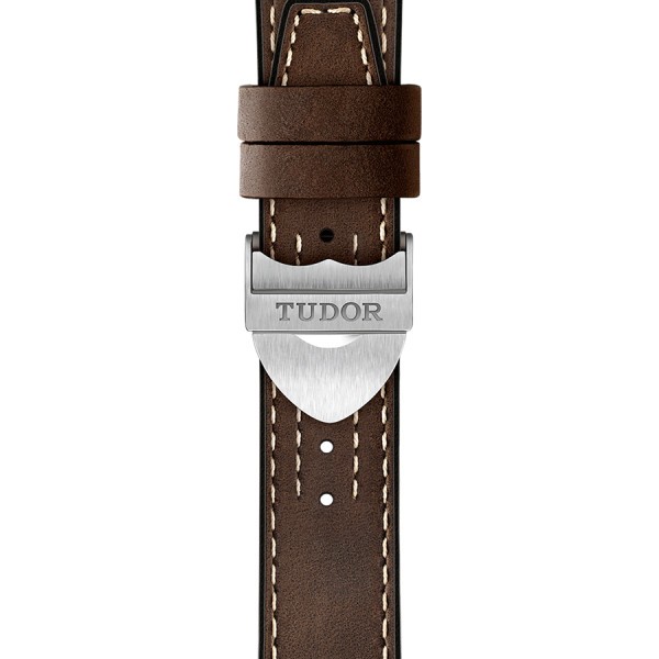 Tudor Black Bay P01 automatic watch black dial brown leather strap 42 mm M70150-0001