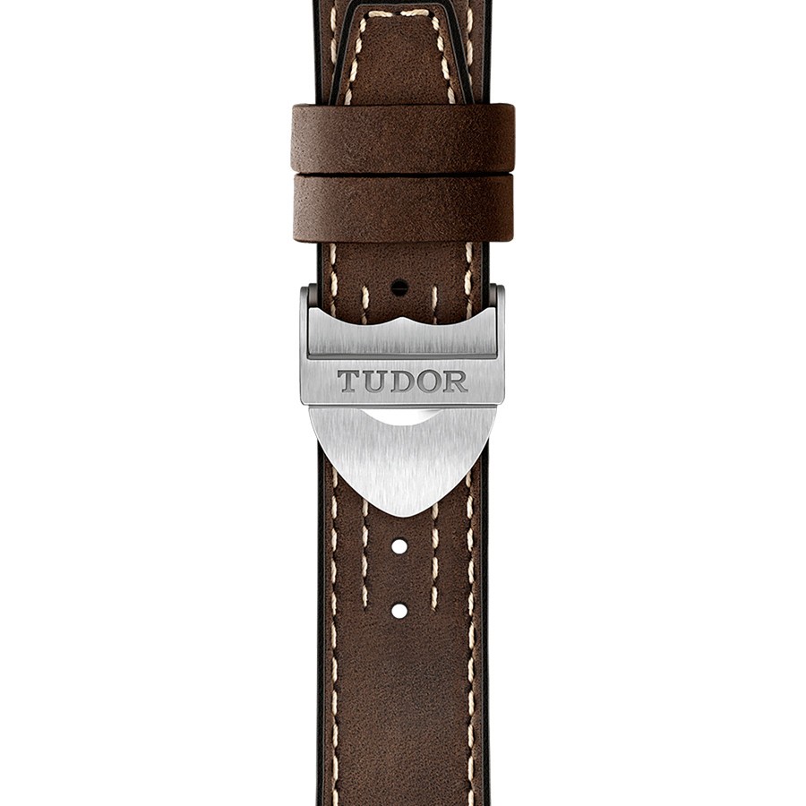 Tudor Black Bay P01 automatic watch black dial brown leather strap 42 mm M70150-0001