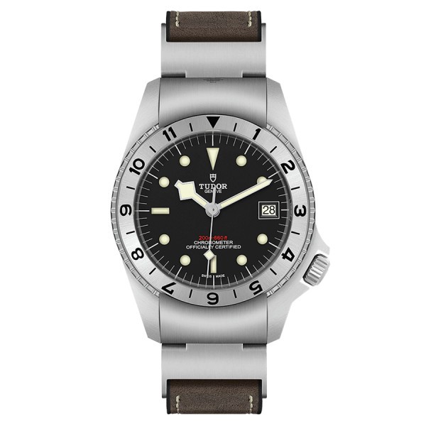 Tudor Black Bay P01 automatic watch black dial brown leather strap 42 mm M70150-0001