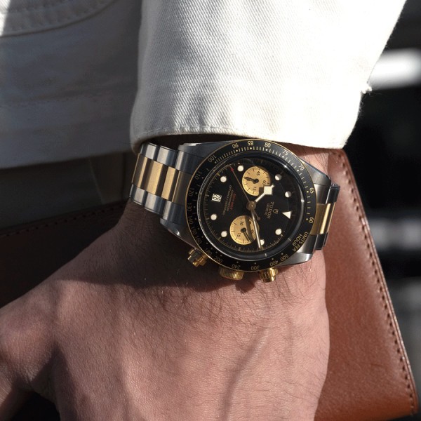 Tudor Black Bay Chrono S&G automatic watch yellow gold bezel and pushers black dial steel and yellow gold bracelet 41 mm M79363N