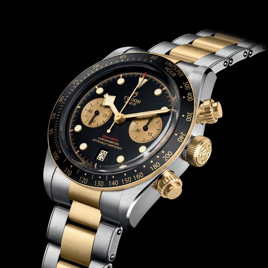 Tudor Black Bay Chrono S&G automatic watch yellow gold bezel and pushers black dial steel and yellow gold bracelet 41 mm M79363N