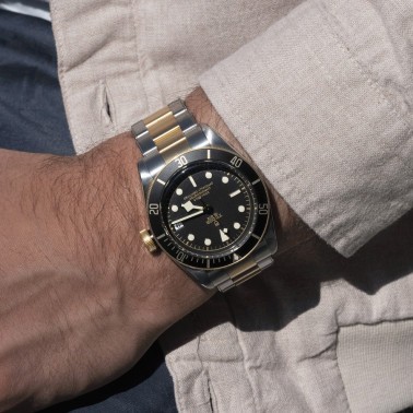 Tudor Black Bay S&G automatic watch black dial steel and yellow gold bracelet 41 mm M79733N-0008