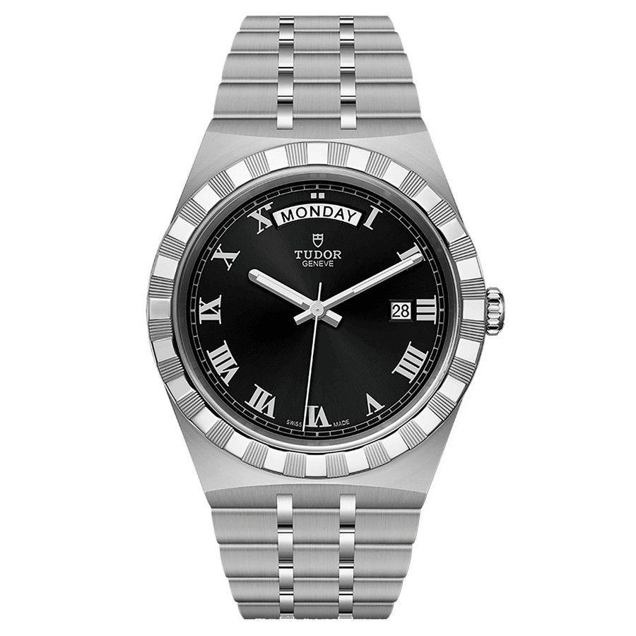 Montre Tudor Royal automatique index chiffres romains cadran noir bracelet acier 41 mm M28600-0003