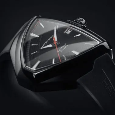 Montre Hamilton Ventura Elvis80 cadran noir bracelet caoutchouc noir - SITE1