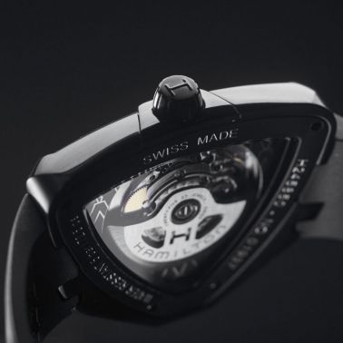Montre Hamilton Ventura Elvis80 cadran noir bracelet caoutchouc noir - SITE2