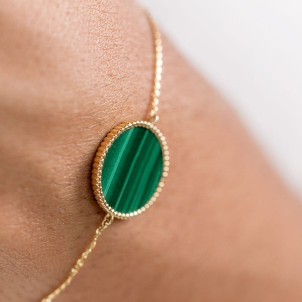 Bracelet Lepage Colette Lune Perlée yellow gold and malachite
