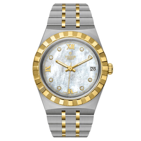 Montre Tudor Royal automatique cadran nacre blanche bracelet acier et or jaune 34 mm M28403-0007